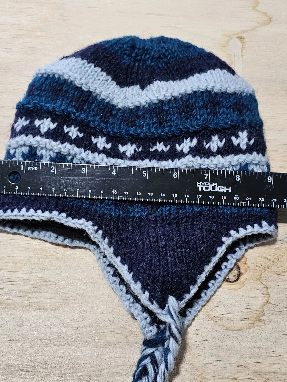 Katmando Wool hand-knitted Himalayan Sherpa-style Winter hat Outdoor Skiing Blue